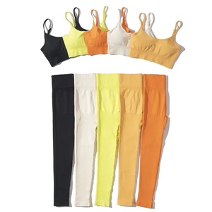 Ensemble de sport 2 pièces GAF sans coutures taille haute pour femme grande taille, respirant, écologique, en Spandex/Polyester, bretelles en Y, motif écossais, pour le yoga - Product Image 6