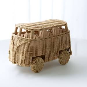 Magnifique voiture de poupée en rotin naturel ensemble cadeau pour les enfants modèle de mini voitures écologiques jouets amusants et divertissants - Product Image 2
