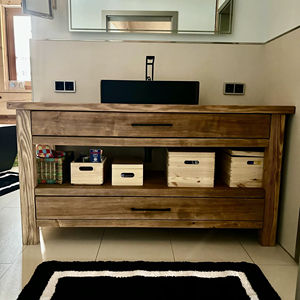 Consola de Baño Moderna de Madera Sólida con Amplios Cajones de Almacenamiento y Estante Central para Baños de Resorts y Apartamentos - Product Image 4