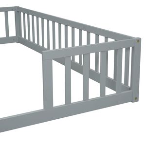 Cama Doble para Dormitorio, Color Gris, Sin Puerta, con Barandas de Seguridad - Product Image 6