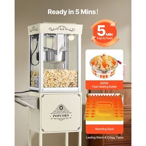 Macchina per Popcorn Commerciale Stile Cinema da 48 Tazze, 800W, Pentola in Acciaio Inossidabile, 8oz, Usata - Product Image 4