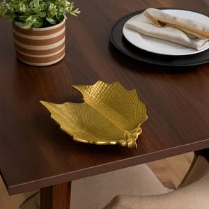 Bandeja Decorativa Dorada con Relieve, Bandeja de Aluminio Brillante de Diseño para Decoración de Mesa, Regalo Festivo para el Hogar, Diwali - Product Image 2