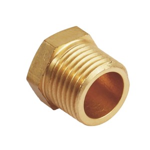 Tapón hexagonal de latón forjado de alta presión con rosca NPT macho de 3/8 pulgadas, resistente a la corrosión para accesorios de tuberías de plomería (AOL-05) - Product Image 3