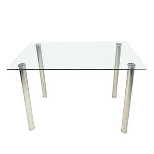 Tavolo da Pranzo Rettangolare in Vetro Temperato con Gambe in Acciaio Inox, 4 Posti, Semplice ed Elegante, 110x70x75cm, Sostituzione 65542081 - Product Image 5