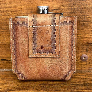 Flacon de hanche en acier inoxydable en cuir repoussé à la main avec ceinture Étui en cuir pour liqueur Porte-flacons de luxe en cuir de vache multifonctions - Product Image 6