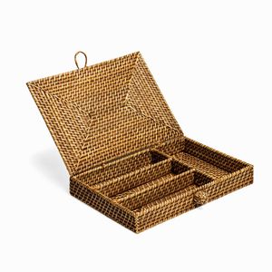 Plateau organisateur de couverts, conteneur de rangement pour ustensiles, accessoire de restaurant, plateau à couverts en rotin - Product Image 3