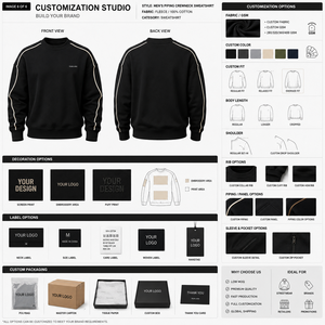 เสื้อสเวตเชิ้ตคอกลมสีดำสำหรับผู้ชาย ทรงปกติ ผ้าฝ้ายถัก แต่งแถบข้างสีขาว สไตล์ลำลอง มีโลโก้ด้านหน้า - Product Image 4