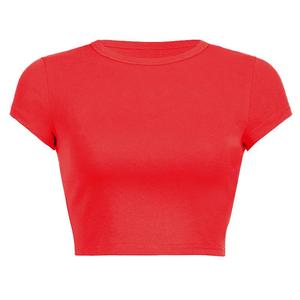 T-shirt d'été court pour femme en jersey 180 g/m² avec élasthanne, doux, respirant, col rond, uni, moderne et décontracté - Product Image 1