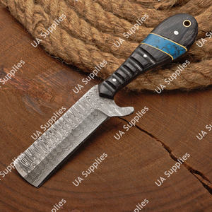 Couteau de boucher western en acier Damas fait main, manche en bois Pakka noir, personnalisable OEM/ODM, vente en gros - Product Image 3