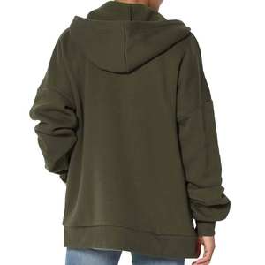 Sudadera con Capucha Corta Bordada al por Mayor con Forro y Cierre de Cordón Sólido para Mujer, Estilo Otoño-Invierno - Product Image 6