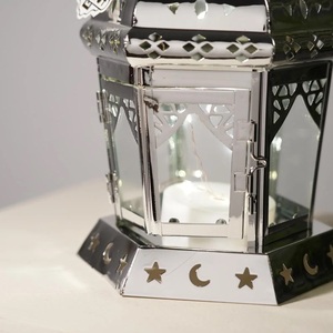 Wholesale Ramadan & Christmas <b>Black</b> Nickel Metal Moroccan Candle Holder <b>Lantern</b> for Tabletop and Hanging - Product Image 6