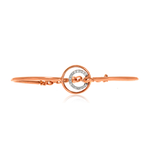 Bracelet moderne en or rose à motif cercle ouvert |   Bijoux fins ajustables avec pierres CZ étincelantes - Product Image 2
