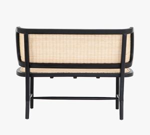 Banc moderne en rotin 2 places avec structure en teck, design mid-century, meubles de salon, structure durable, modèle ZKA04 - Product Image 4