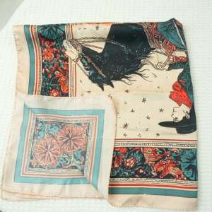 Pañuelo Cuadrado de Seda con Diseño Floral Retro de 90*90cm, Estilo Boho para Mujeres y Niñas - Product Image 4