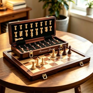 Tablero de ajedrez de madera con compartimentos de almacenamiento, ideal para regalar y con un diseño antiguo de madera para decoración del hogar. - Product Image 6
