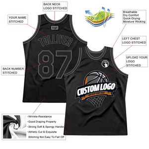 Maillot de basket-ball personnalisé avec logo, en mesh noir, impression sublimée, unisexe, pour adulte, débardeur respirant, séchage rapide, en polyester - Product Image 2