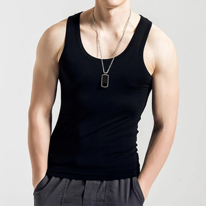 <b>Men's</b> Cotton <b>Tank</b> <b>Top</b> O-Neck Solid Color Casual Breathable Knitted Plain Dyed White Gray Blue <b>Black</b> - Product Image 3