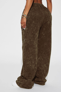 Pantalon d'hiver pour femme de haute qualité, personnalisé, marron, léger, ample, à taille élastique, à jambes larges, en polaire, écologique, coupe-vent, streetwear - Product Image 4