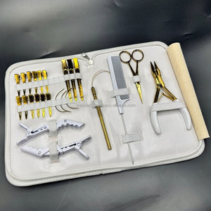 Gold White Hair Extension Tools Kit Set Including Micro <b>Ring</b> Silicon Bead Pliers <b>Clips</b> Scissors Loop Human Hair Extension Pliers - Product Image 4
