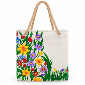 Sac fourre-tout carré personnalisable en toile de jute 100 % blanchie écologique, avec poignée en corde naturelle, pour femme, idéal pour le voyage - Product Image 2