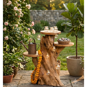 ARTERRA Meuble de décoration artisanal rustique de luxe pour intérieur et extérieur, support de présentation unique en racine de teck organique, bois massif fait main - Product Image 5