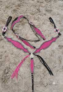 Juego de arreos para caballo de cuero con pedrería de cristal personalizada, cabezada y pechera de cuero natural suave, diseños personalizados, duradero y ligero - Product Image 3