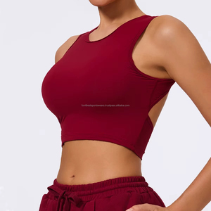 Scoop Neck Racerback Crop <b>Top</b> High Waist Solid <b>Maroon</b> Women's Activewear Yoga Set Custom Design - Product Image 1