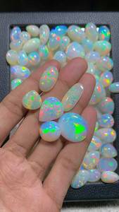 Opale d'Éthiopie naturelle cabochon 8-10mm, multicolore, pierre précieuse en vrac, évaluation tierce pour la fabrication de bijoux - Product Image 3