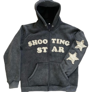 Nouveaux sweats à capuche pour hommes, hiver, fermeture éclair, séchage rapide, imperméables, coupe-vent, respirants, effet vieilli, lavage à l'acide, 100% coton - Product Image 3