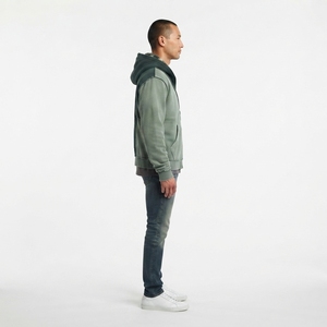 Sweat à capuche zippé asymétrique personnalisé pour homme, style vintage délavé, coupe droite, molleton brossé 280 GSM, streetwear européen - Product Image 3