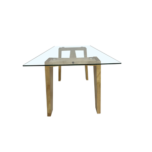 Table basse ovale double plateau en bois massif avec plateau en verre, stable, pour salon, salle à manger, appartement, extérieur, mobilier moderne - Product Image 3
