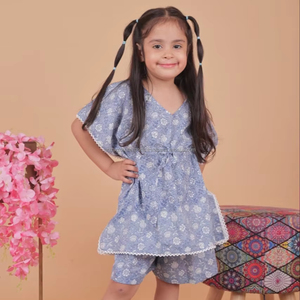 ชุดเสื้อผ้าเด็กผู้หญิงผ้าฝ้ายแท้เสื้อเชิ้ตลายแขนสั้นลำลองหลากสีสำหรับเด็กอายุ1-12ปี - Product Image 1