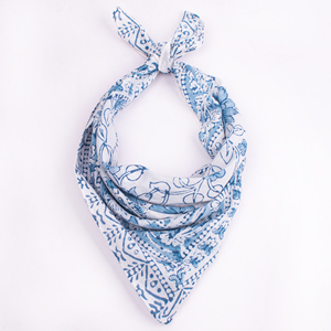 Blue White Striped Cotton <b>Square</b> Bandana <b>Scarf</b> Dot Pattern Casual Summer <b>Scarf</b> Eco-friendly Handkerchiefs - Product Image 1