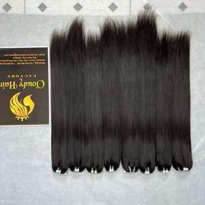 Extensions de cheveux humains lisses, tissage osseux de haute qualité avec fermeture frontale assortie, vente en gros - Product Image 2