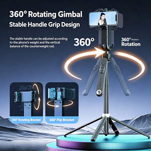 Perche à selfie extensible avec suivi IA, double éclairage d'appoint et télécommande gestuelle et Bluetooth pour le streaming en direct et le vlogging - Product Image 4