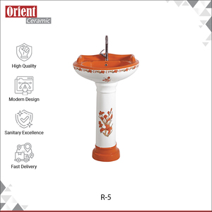 Indian Manufacturer Selling Commercial & Home Usage New Designer White Ceramic Wash <b>Basin</b> Pedestal at Competitive Price - Product Image 2