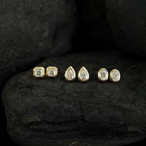Asscher Cut Moissanite Bezel <b>Stud</b> <b>Earrings</b> for Women Gold Plated Minimalist Diamond <b>Stud</b> <b>Earrings</b> Gift - Product Image 1