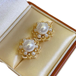 Boucles d'oreilles en argent S925, perle simple et polyvalente, perle ronde Edison de 10-11 mm, lumière intense, boucles d'oreilles en cristal Earline - Product Image 5