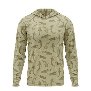 Sudadera de Pesca de Manga Larga para Hombre, Estampado de Tiburón por Sublimación, Protección UPF 50, Ropa de Poliéster de Secado Rápido - Product Image 1
