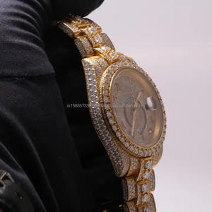 Latest Moissanite Diamond <b>Watch</b> Top Iced Out Gold Mechanical Diamond Luxury Gold VVS Moissanite <b>Watches</b> Unisex Branded <b>Watch</b> - Product Image 3