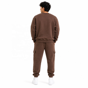 Sudadera con capucha extragrande personalizada para hombre, cuello redondo, manga regular, felpa francesa, conjunto casual de chándal y jogger B2B USA - Product Image 3