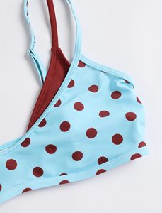 Ensemble bikini 2 pièces pour femme, maillot de bain à pois avec liens latéraux, fournisseur en gros - Product Image 6