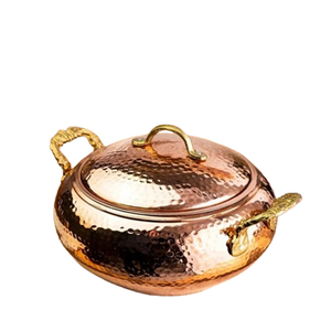 Asas de Latón y Cobre Hechas a Mano con Diseño Redondo y Textura Martillada para Cazuelas, Adorno de Cocina - Product Image 1