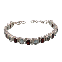 Pulsera de cadena tipo tenis de plata de ley 925 con amatista morada y peridoto engastados en bisel, clásica, unisex, para uso diario, joyería hecha a mano en Jaipur