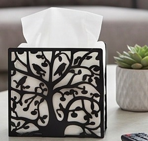 Decorative Metal Tissue Box Holder With Tree And <b>Birds</b> Design <b>Free</b> <b>Standing</b> For <b>Table</b> Use And Home And Kitchen Use - Product Image 4