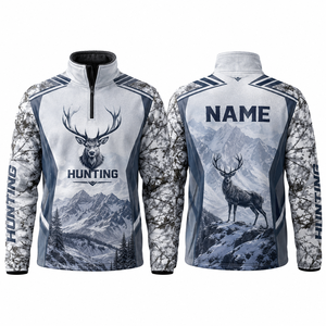 Veste Softshell de Chasse pour Homme à Manches Longues, Motif Cerf et Montagne Imprimé, Respirante, pour l'Hiver, Vêtement d'Extérieur en Tissu Polyester - Product Image 1