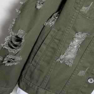 แจ็คเก็ตยีนส์ผู้ชายคุณภาพสูงสั่งทำพิเศษ ทรงปกติ แขนยาว สไตล์ทรัคเกอร์ ล้างสีแบบวินเทจเรโทร - Product Image 5