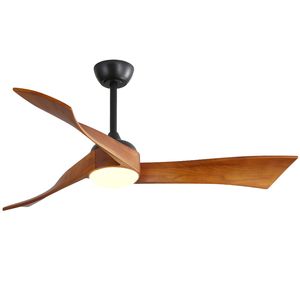52-Inch Matte Black Home <b>Ceiling</b> Fan with <b>Dimmable</b> 3-Color <b>LED</b> <b>Light</b> 3-Solid Wood Blades Remote Control Reversible DC Motor - Product Image 1