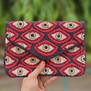 Unique Artistic Pattern Navy Blue Abstract Beaded Messenger Bag for Women and Girls <b>Envelope</b> Style Perfect Gift Choice Purses - Product Image 4