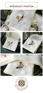 Servilleta de lino natural con bordado de pato real, suave pero duradera, que aporta un encanto rústico de pradera a mesas de comedor y eventos. - Product Image 2